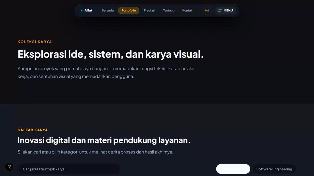 Alur Pembuka & Navigasi - Website Portfolio Profesional & Headless CMS