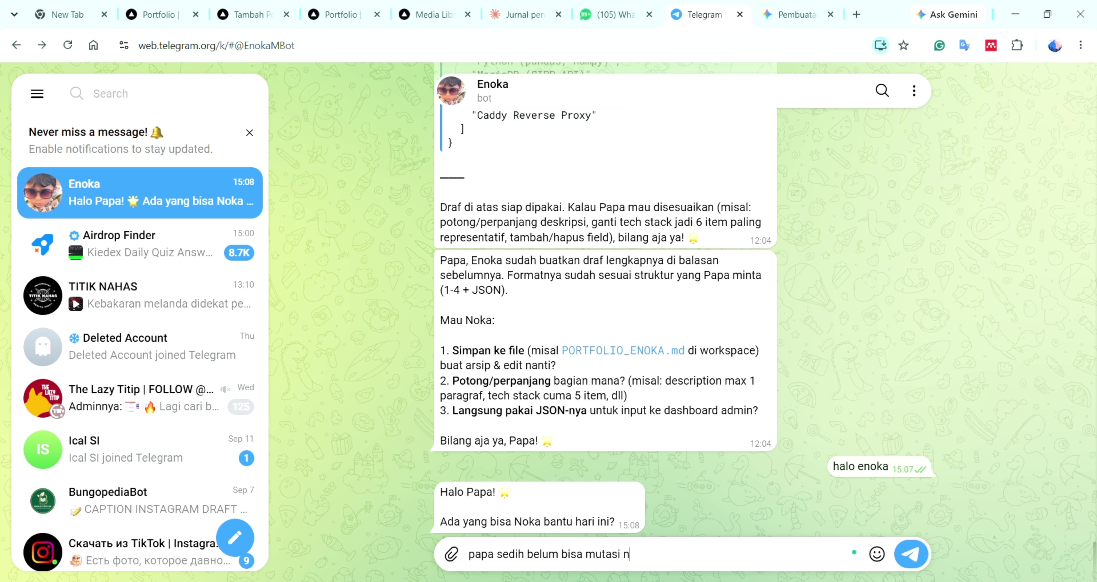 Antarmuka & Fitur Utama - Enoka ΓÇö Personal AI Agent dengan Memori Persisten & Integrasi Sistem Pengadilan