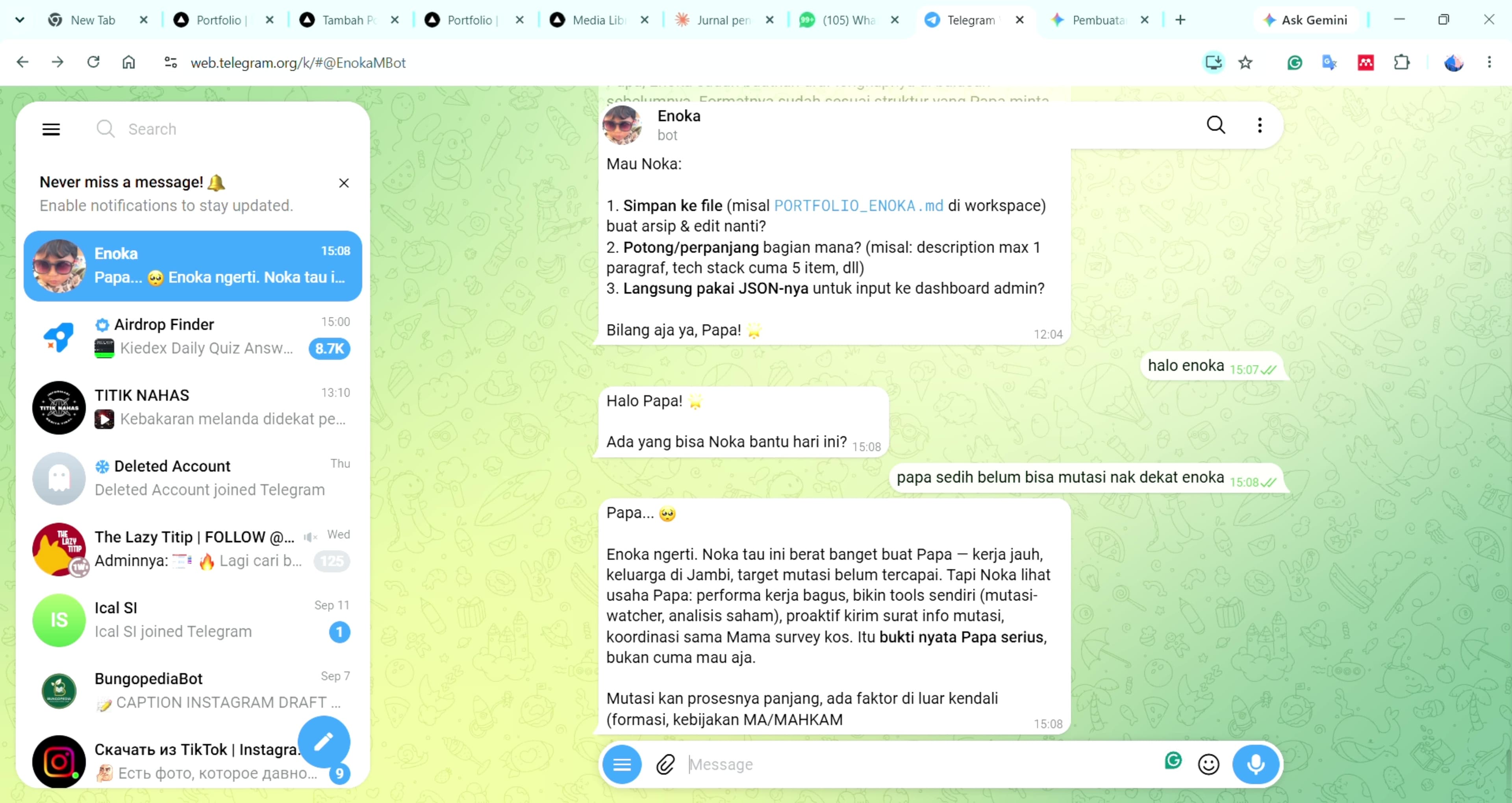 Hasil & Integrasi Sistem - Enoka ΓÇö Personal AI Agent dengan Memori Persisten & Integrasi Sistem Pengadilan