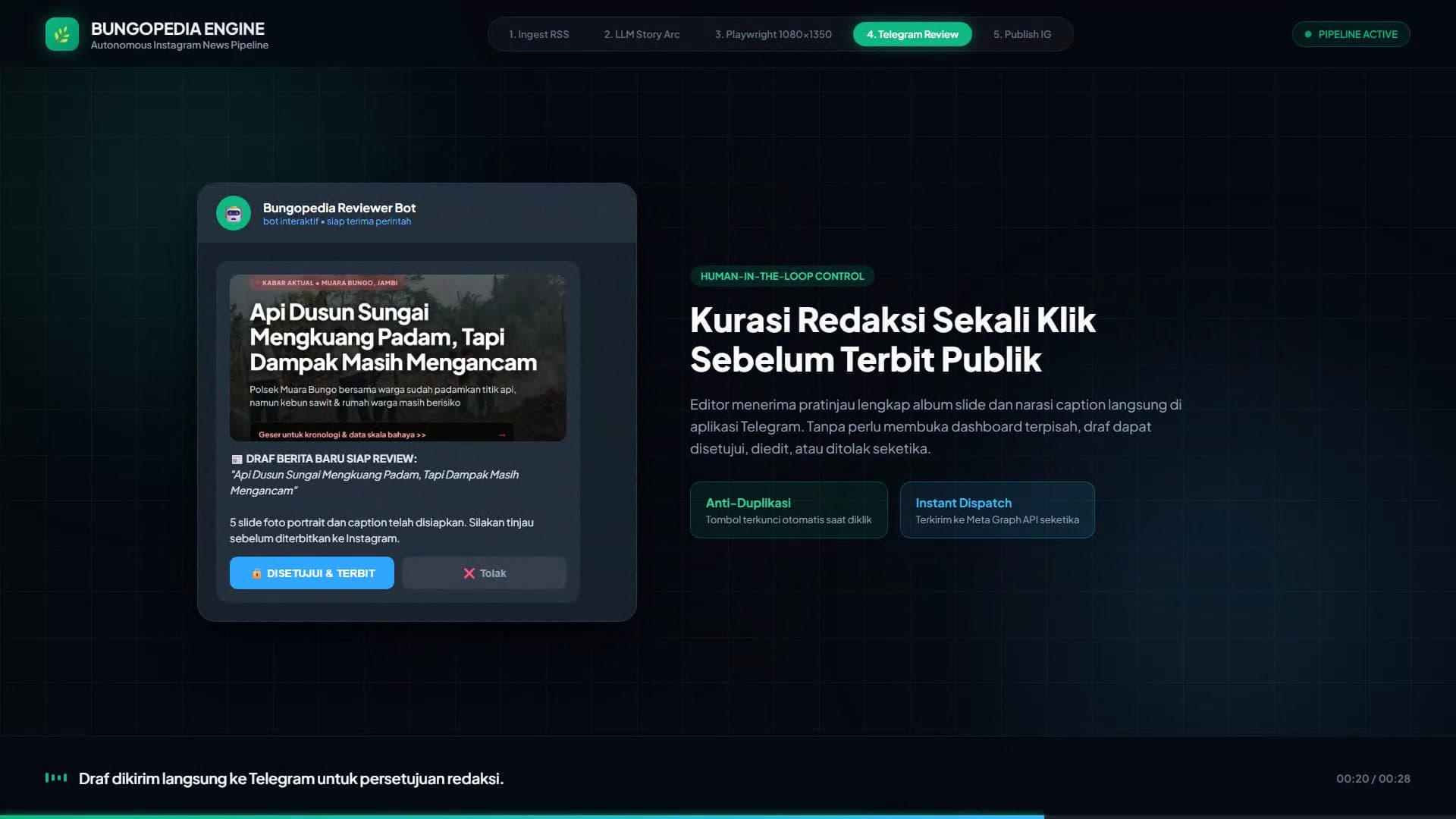 Hasil & Integrasi Sistem - Bungopedia: Automated Instagram News Pipeline & Telegram Reviewer